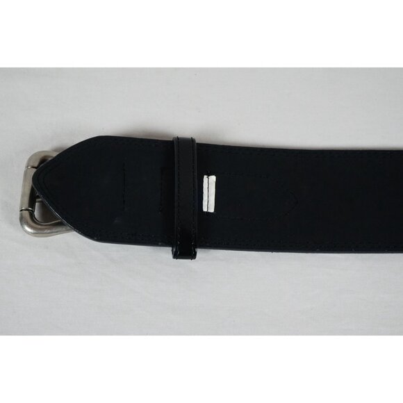 Vintage Wide Black Patent Leather Belt with Pointed Ends Retro main image 10